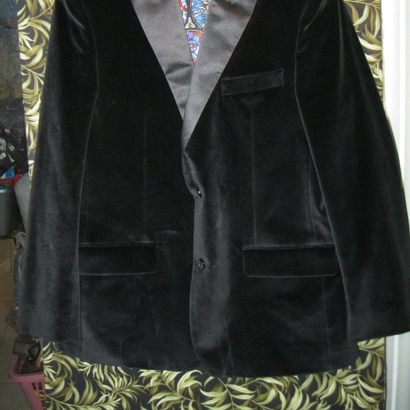❤️42 MENS ROBERT GRAHAM BLACK VELVET FORMAL/SPECIAL OCCASION DOUBLE VENT BLAZER - Picture 2 of 15